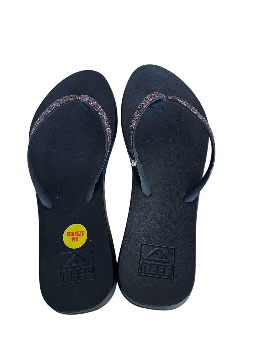 Reef Stargazer Black Flip Flops with Pink Glitter Straps size 7 - Picture 2 of 4